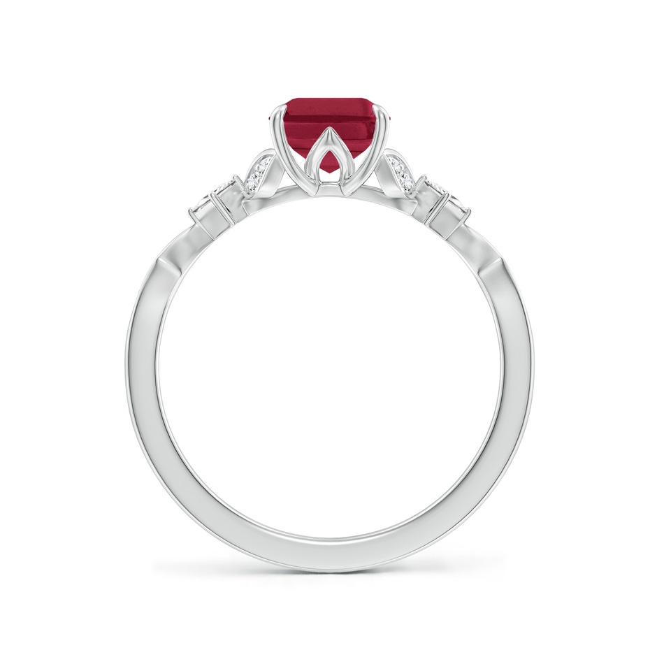 8x6mm A Vintage Style Emerald-Cut Ruby Engagement Ring with Leaf Motifs in P950 Platinum side 199