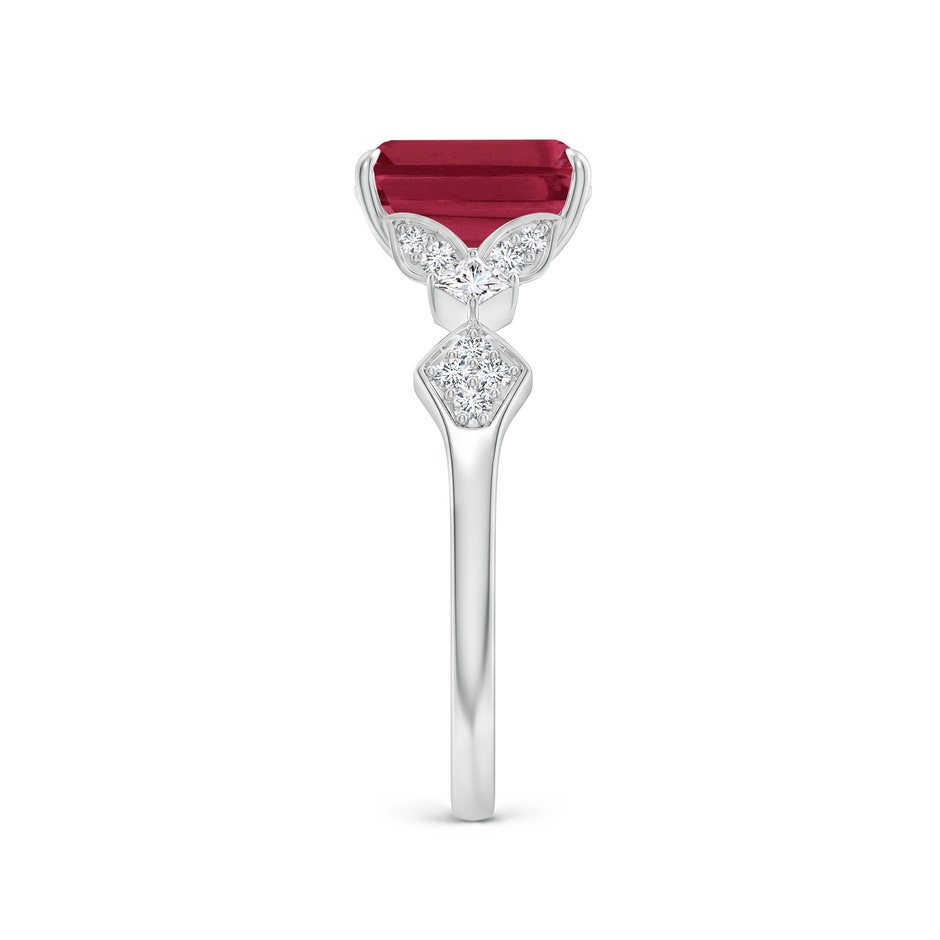 8x6mm A Vintage Style Emerald-Cut Ruby Engagement Ring with Leaf Motifs in P950 Platinum side 299
