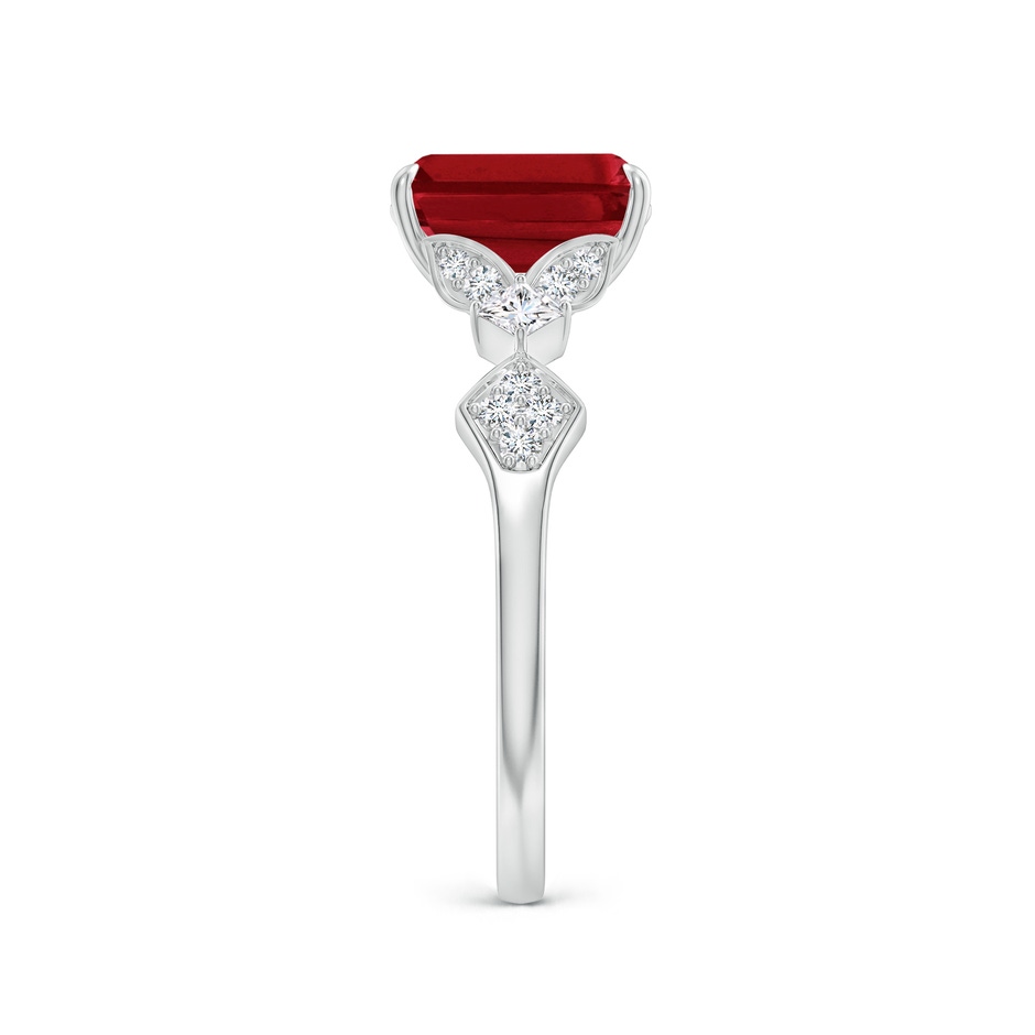 8x6mm AAA Vintage Style Emerald-Cut Ruby Engagement Ring with Leaf Motifs in P950 Platinum side 299