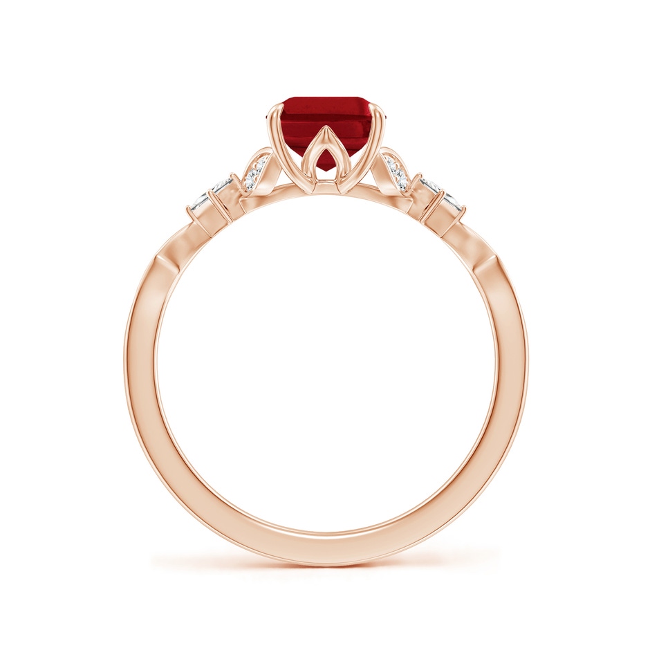 8x6mm AAA Vintage Style Emerald-Cut Ruby Engagement Ring with Leaf Motifs in Rose Gold side 199