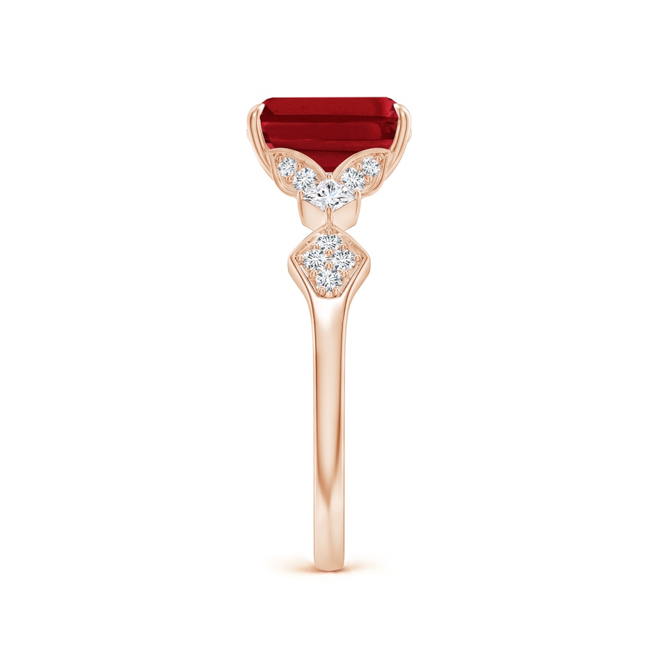 8x6mm AAA Vintage Style Emerald-Cut Ruby Engagement Ring with Leaf Motifs in Rose Gold side 299