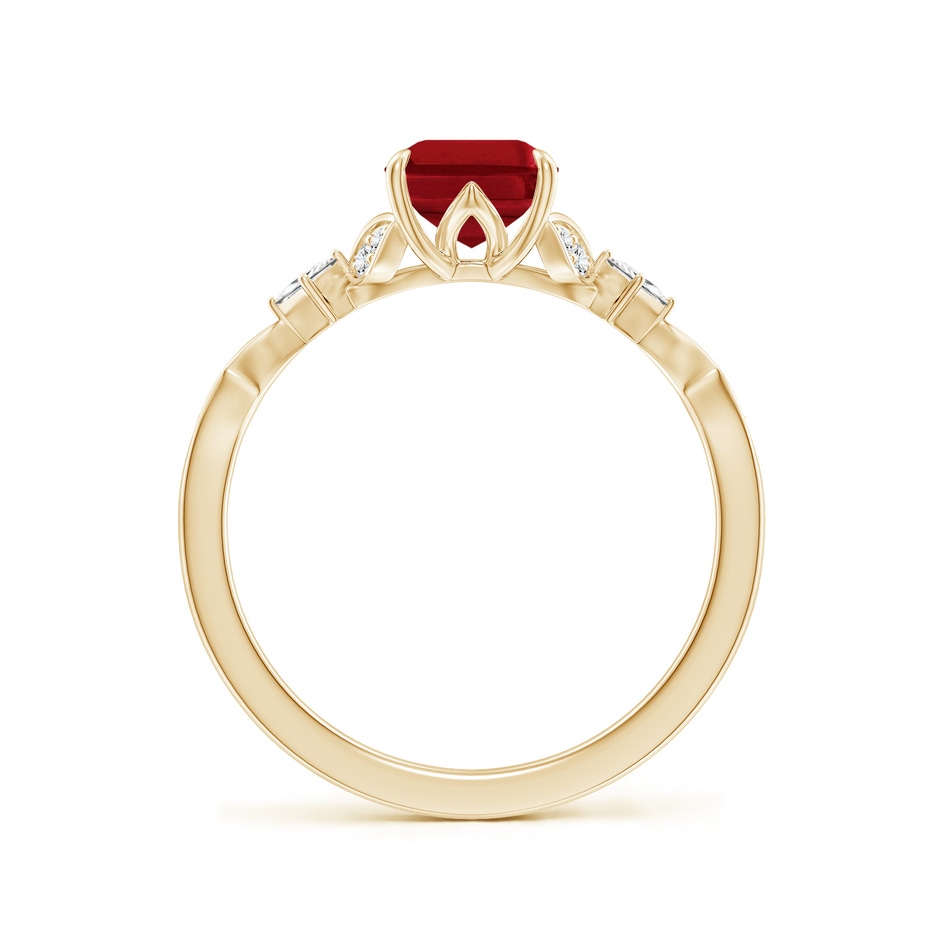 8x6mm AAA Vintage Style Emerald-Cut Ruby Engagement Ring with Leaf Motifs in Yellow Gold side 199