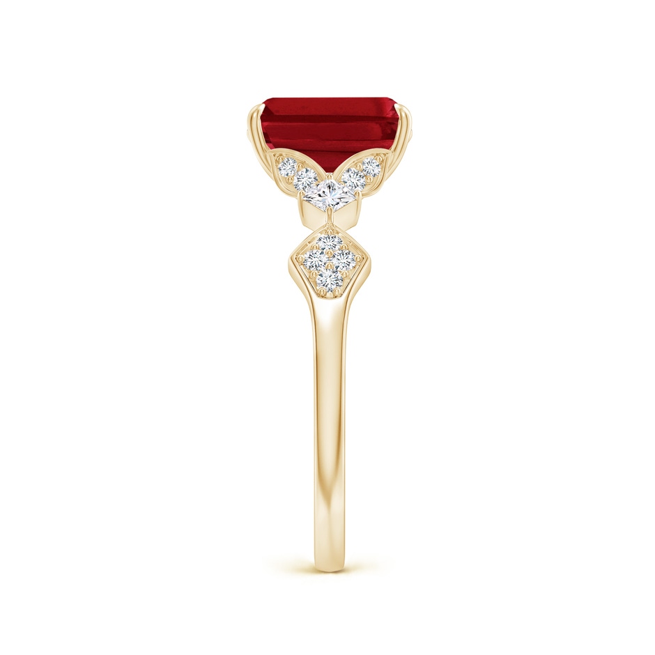 8x6mm AAA Vintage Style Emerald-Cut Ruby Engagement Ring with Leaf Motifs in Yellow Gold side 299