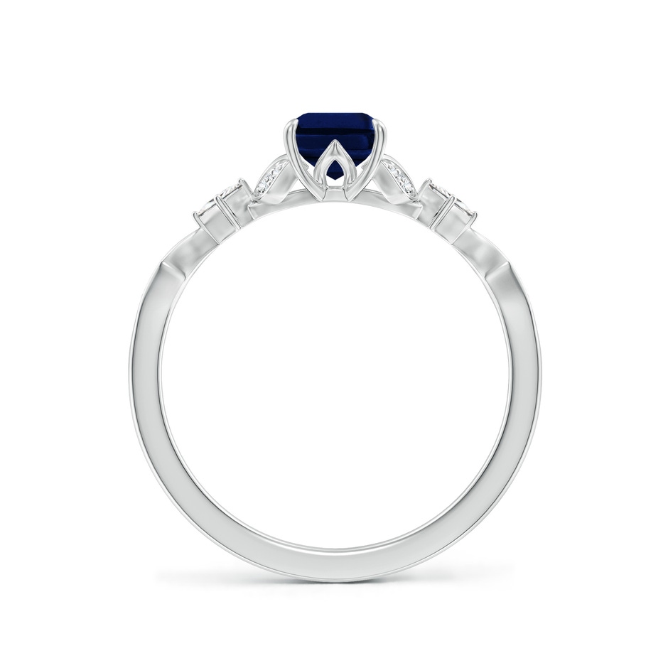 7x5mm AAA Vintage Style Emerald-Cut Blue Sapphire Engagement Ring with Leaf Motifs in P950 Platinum side 199