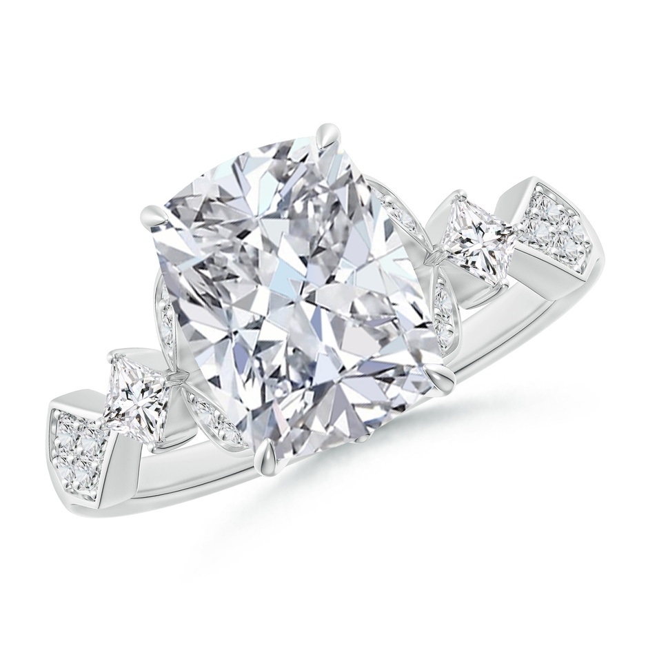 10x7.5mm HSI2 Vintage Style Cushion Rectangular Diamond Engagement Ring with Leaf Motifs in P950 Platinum 