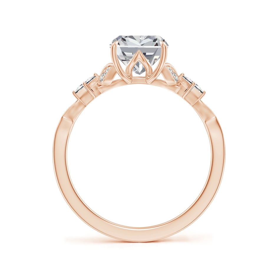 8.5x6.5mm IJI1I2 Vintage Style Cushion Rectangular Diamond Engagement Ring with Leaf Motifs in 18K Rose Gold side 199