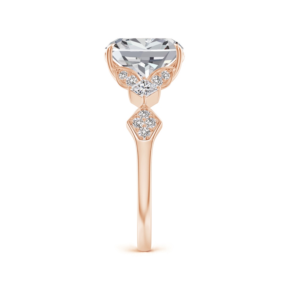 8.5x6.5mm IJI1I2 Vintage Style Cushion Rectangular Diamond Engagement Ring with Leaf Motifs in 18K Rose Gold side 299