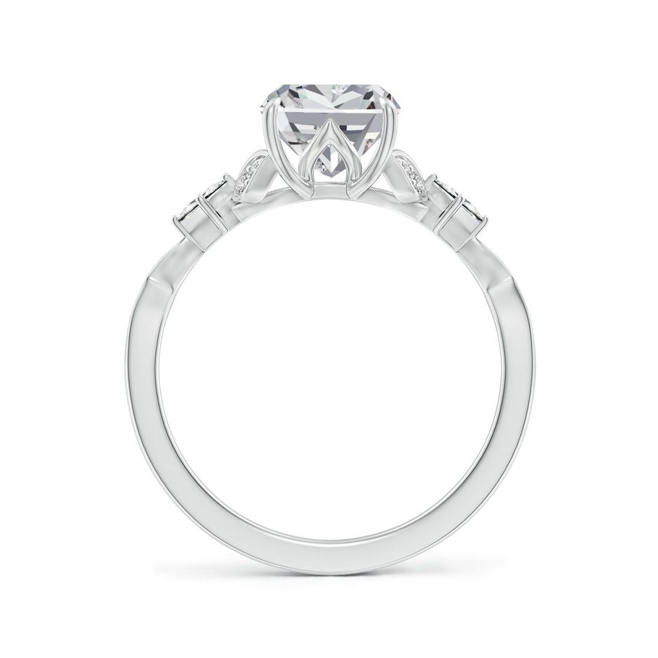8.5x6.5mm IJI1I2 Vintage Style Cushion Rectangular Diamond Engagement Ring with Leaf Motifs in P950 Platinum side 199