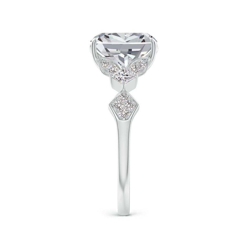 8.5x6.5mm IJI1I2 Vintage Style Cushion Rectangular Diamond Engagement Ring with Leaf Motifs in P950 Platinum side 299