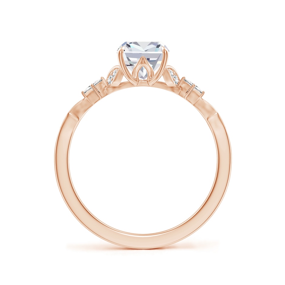 8x6mm GVS2 Vintage Style Cushion Rectangular Diamond Engagement Ring with Leaf Motifs in 18K Rose Gold side 199