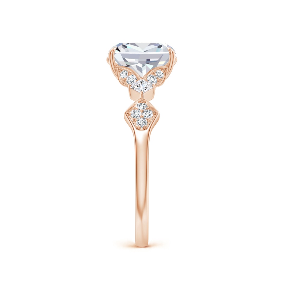 8x6mm GVS2 Vintage Style Cushion Rectangular Diamond Engagement Ring with Leaf Motifs in 18K Rose Gold side 299