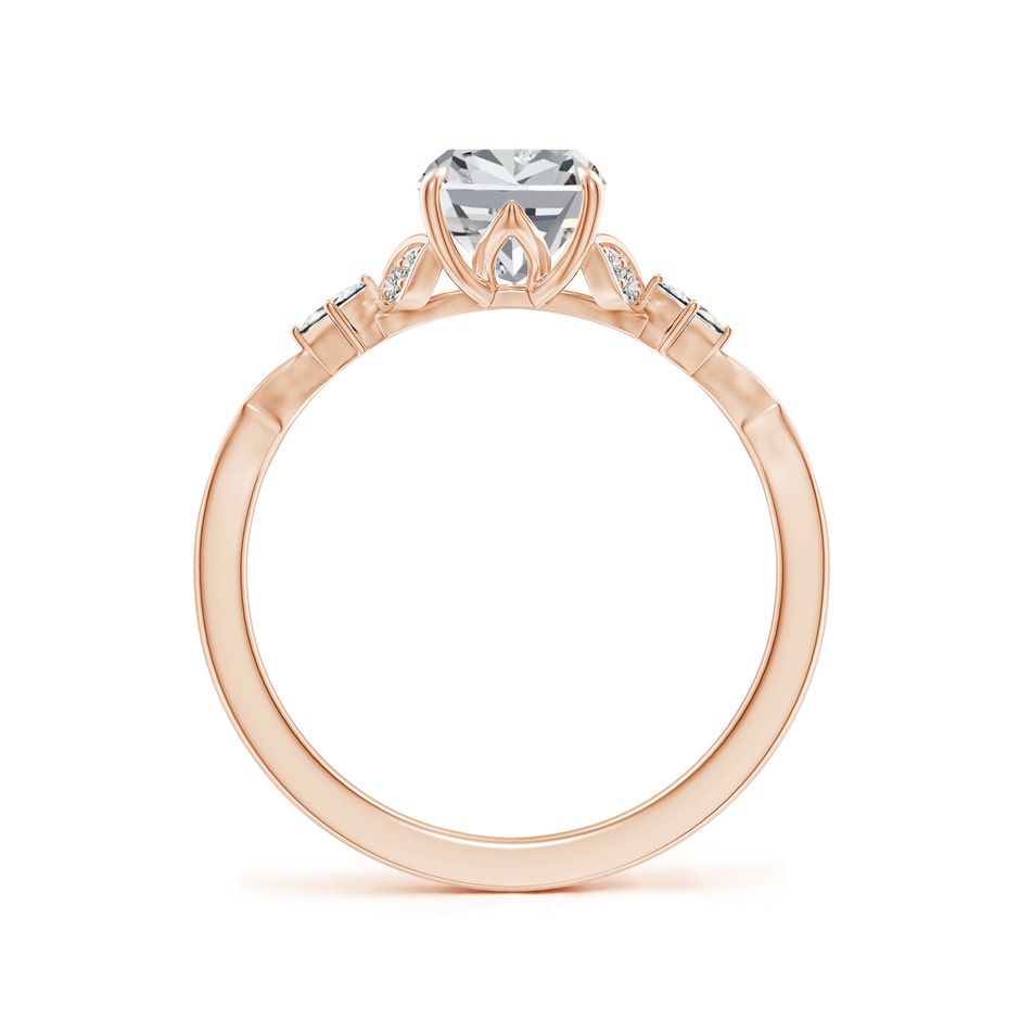 8x6mm IJI1I2 Vintage Style Cushion Rectangular Diamond Engagement Ring with Leaf Motifs in 18K Rose Gold side 199