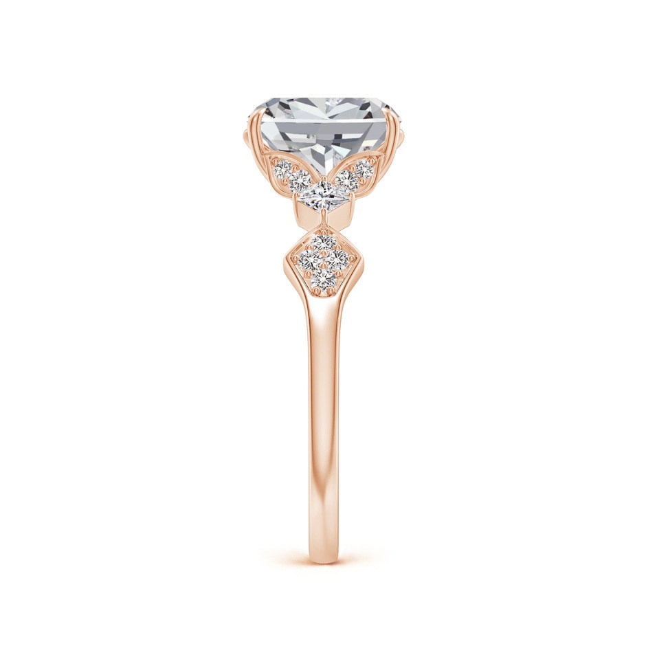 8x6mm IJI1I2 Vintage Style Cushion Rectangular Diamond Engagement Ring with Leaf Motifs in 18K Rose Gold side 299