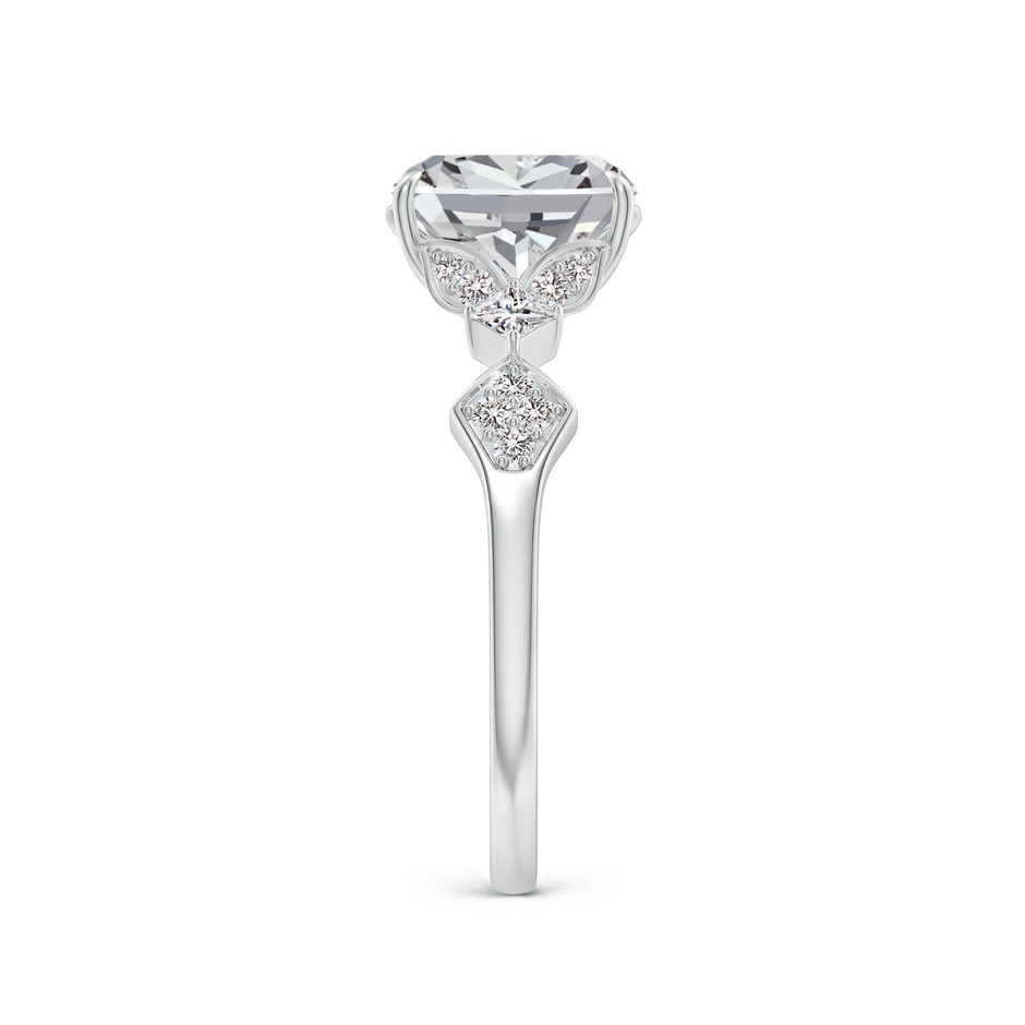 8x6mm IJI1I2 Vintage Style Cushion Rectangular Diamond Engagement Ring with Leaf Motifs in P950 Platinum side 299