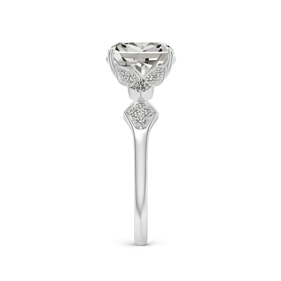 8x6mm KI3 Vintage Style Cushion Rectangular Diamond Engagement Ring with Leaf Motifs in P950 Platinum side 299