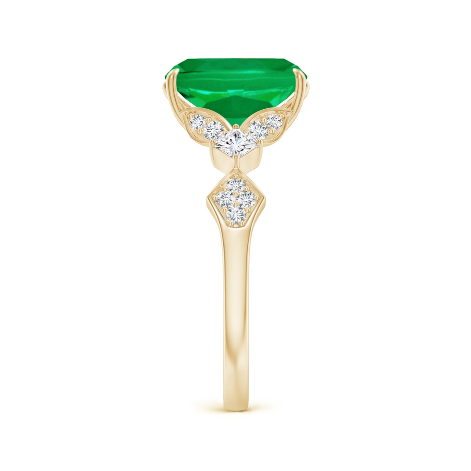 10x8mm AAA Vintage Style Cushion Rectangular Emerald Engagement Ring with Leaf Motifs in Yellow Gold side 299