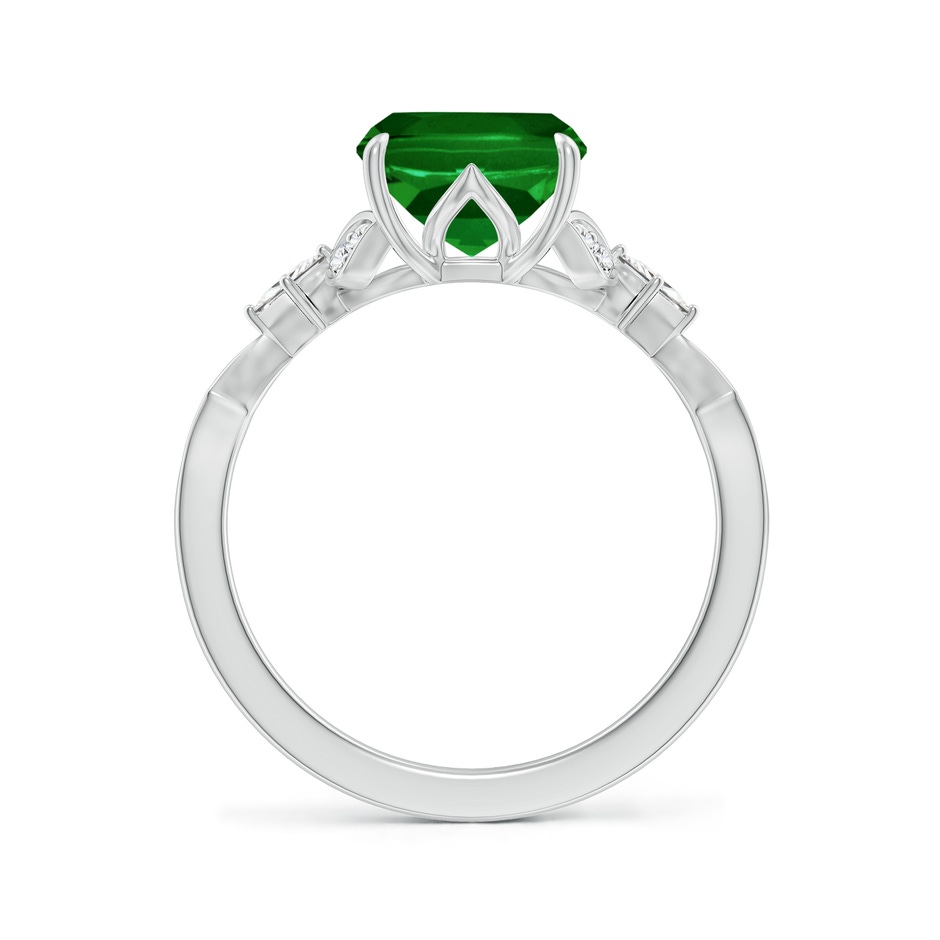 10x8mm AAAA Vintage Style Cushion Rectangular Emerald Engagement Ring with Leaf Motifs in P950 Platinum side 199