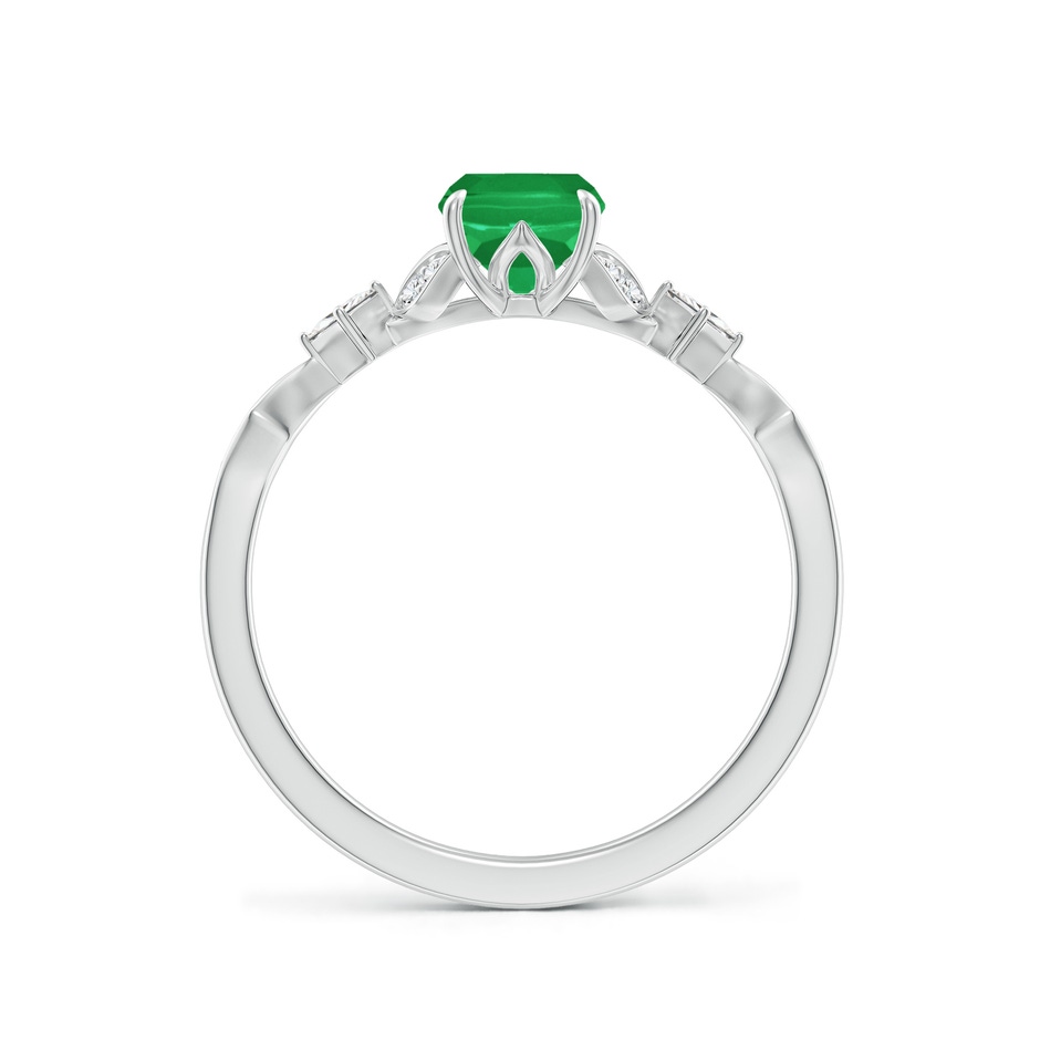 7x5mm A Vintage Style Cushion Rectangular Emerald Engagement Ring with Leaf Motifs in White Gold side 199