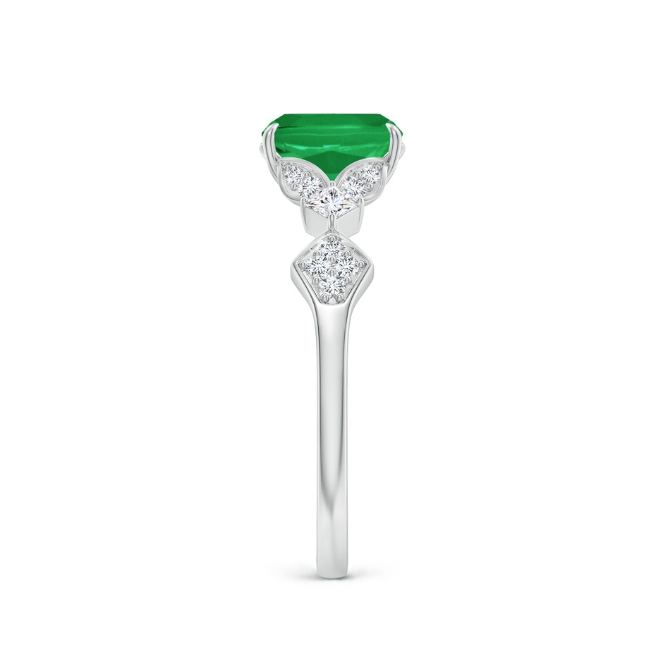 7x5mm A Vintage Style Cushion Rectangular Emerald Engagement Ring with Leaf Motifs in White Gold side 299