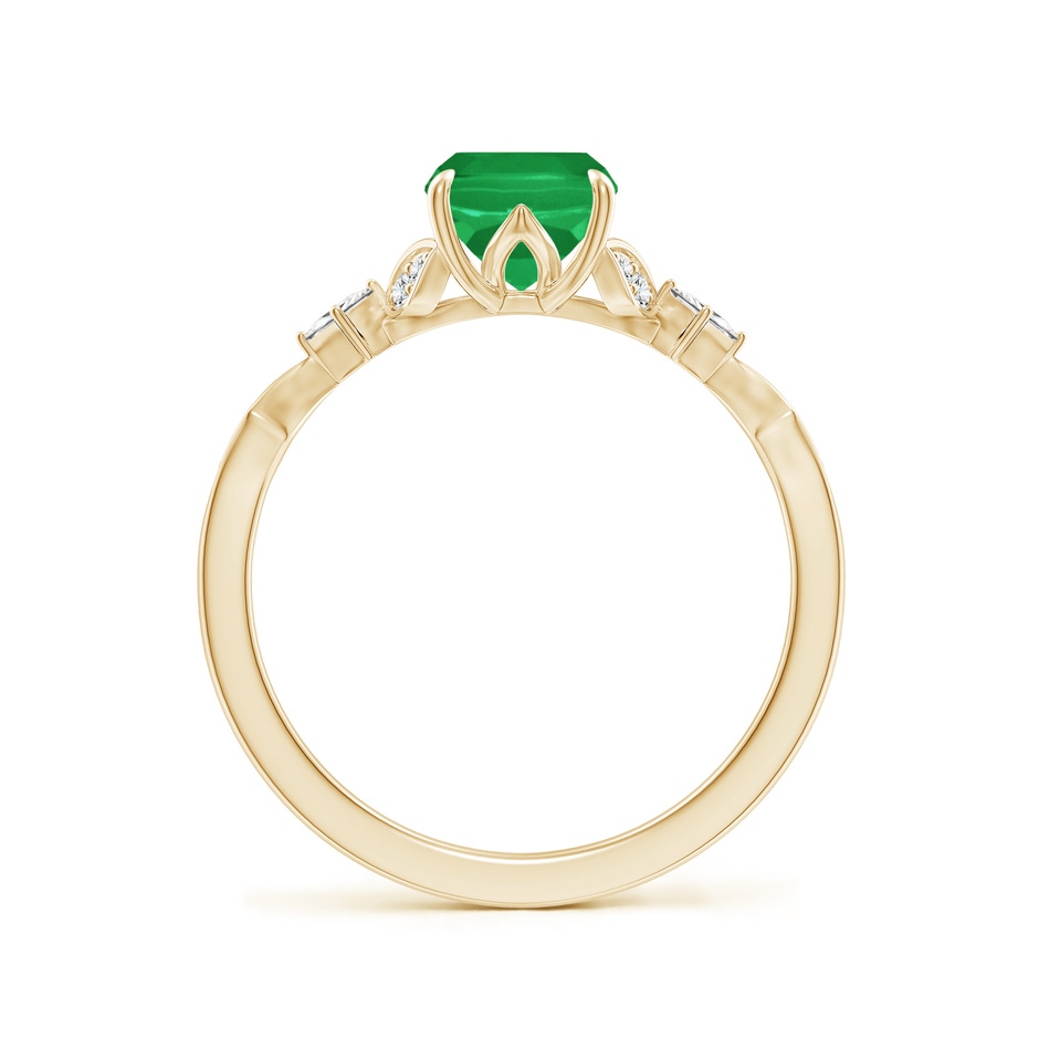 8x6mm A Vintage Style Cushion Rectangular Emerald Engagement Ring with Leaf Motifs in Yellow Gold side 199