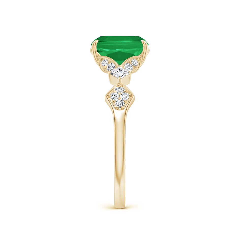 8x6mm A Vintage Style Cushion Rectangular Emerald Engagement Ring with Leaf Motifs in Yellow Gold side 299