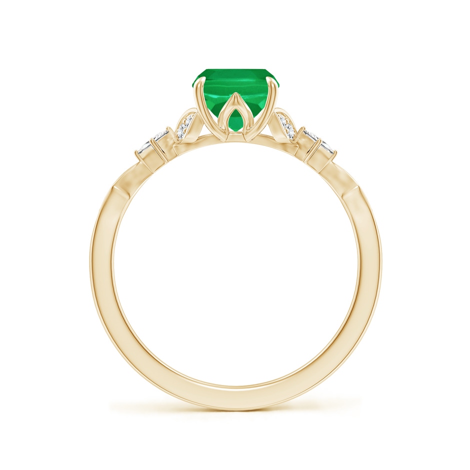 8x6mm AA Vintage Style Cushion Rectangular Emerald Engagement Ring with Leaf Motifs in Yellow Gold side 199