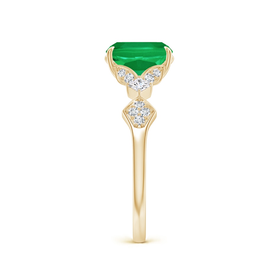 8x6mm AA Vintage Style Cushion Rectangular Emerald Engagement Ring with Leaf Motifs in Yellow Gold side 299