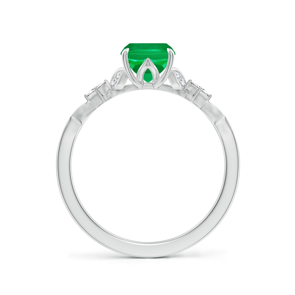 8x6mm AAA Vintage Style Cushion Rectangular Emerald Engagement Ring with Leaf Motifs in White Gold side 199