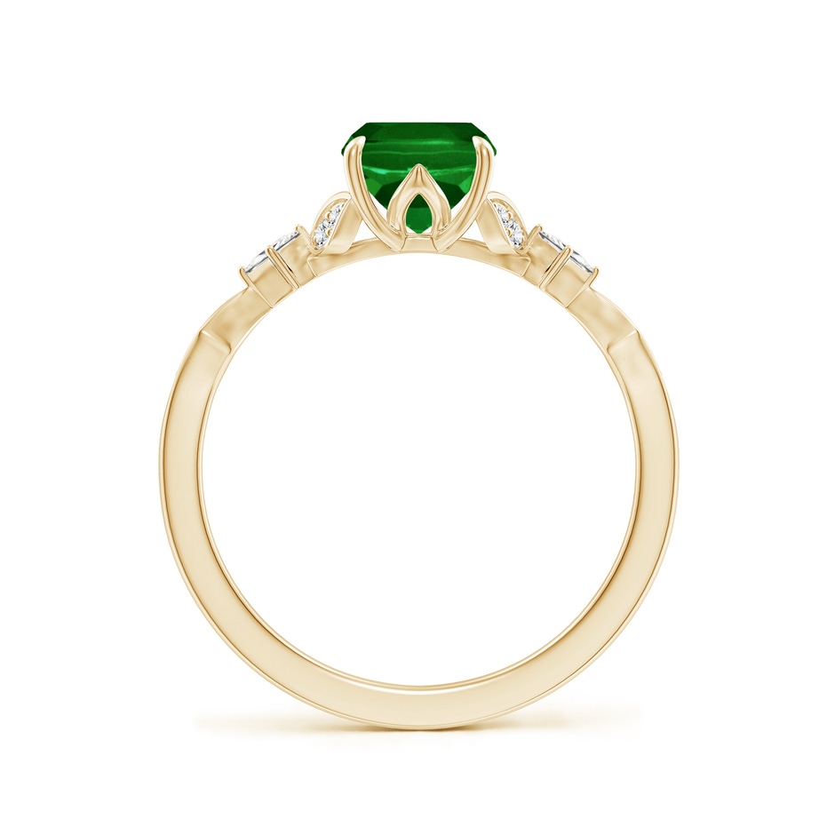 8x6mm AAAA Vintage Style Cushion Rectangular Emerald Engagement Ring with Leaf Motifs in Yellow Gold side 199