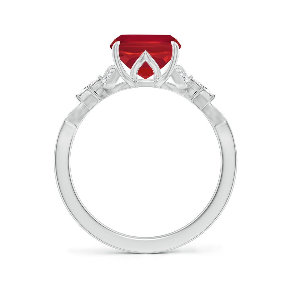 10x8mm AA Vintage Style Cushion Rectangular Ruby Engagement Ring with Leaf Motifs in P950 Platinum side 199