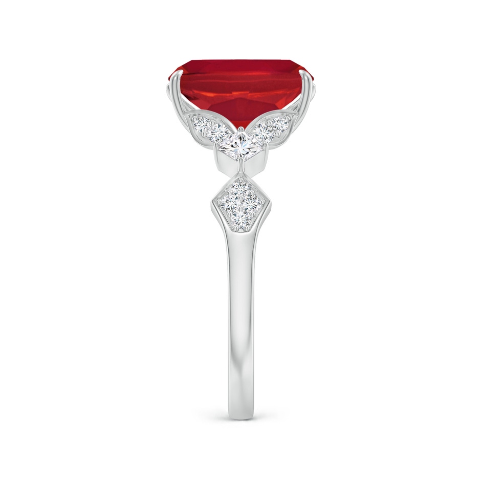 10x8mm AA Vintage Style Cushion Rectangular Ruby Engagement Ring with Leaf Motifs in P950 Platinum side 299