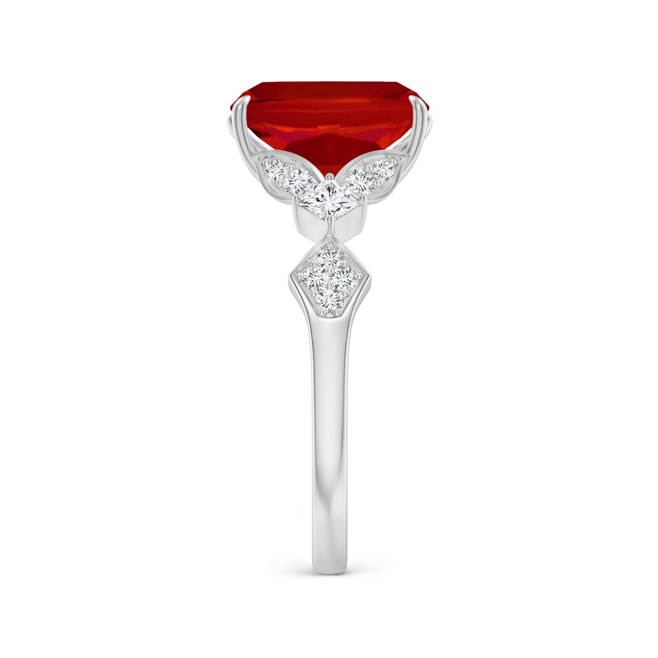 10x8mm AAA Vintage Style Cushion Rectangular Ruby Engagement Ring with Leaf Motifs in P950 Platinum side 299
