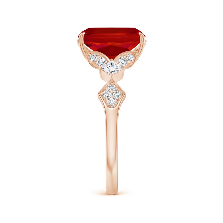 10x8mm AAA Vintage Style Cushion Rectangular Ruby Engagement Ring with Leaf Motifs in Rose Gold side 299