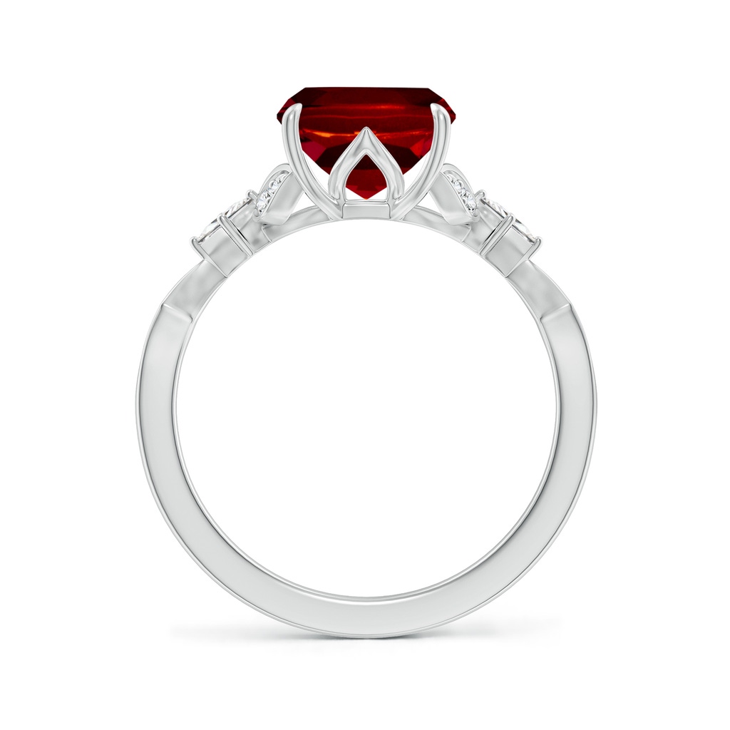 10x8mm AAAA Vintage Style Cushion Rectangular Ruby Engagement Ring with Leaf Motifs in P950 Platinum - side 199