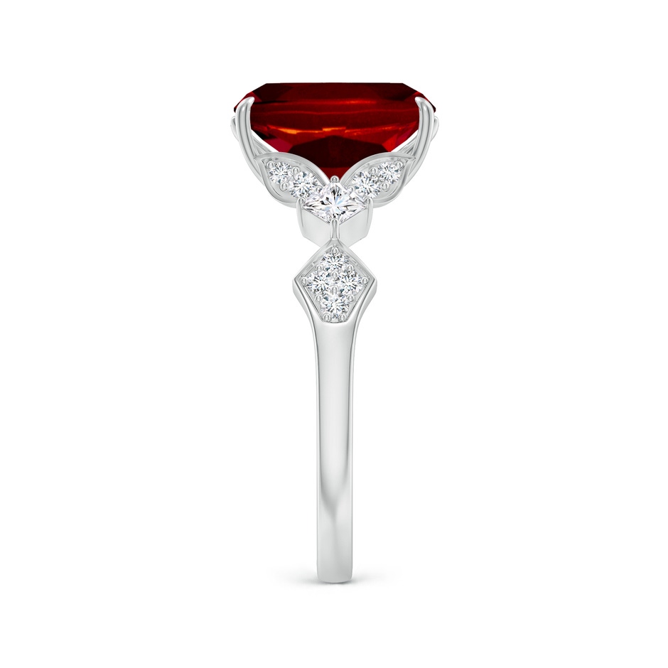 10x8mm AAAA Vintage Style Cushion Rectangular Ruby Engagement Ring with Leaf Motifs in P950 Platinum side 299