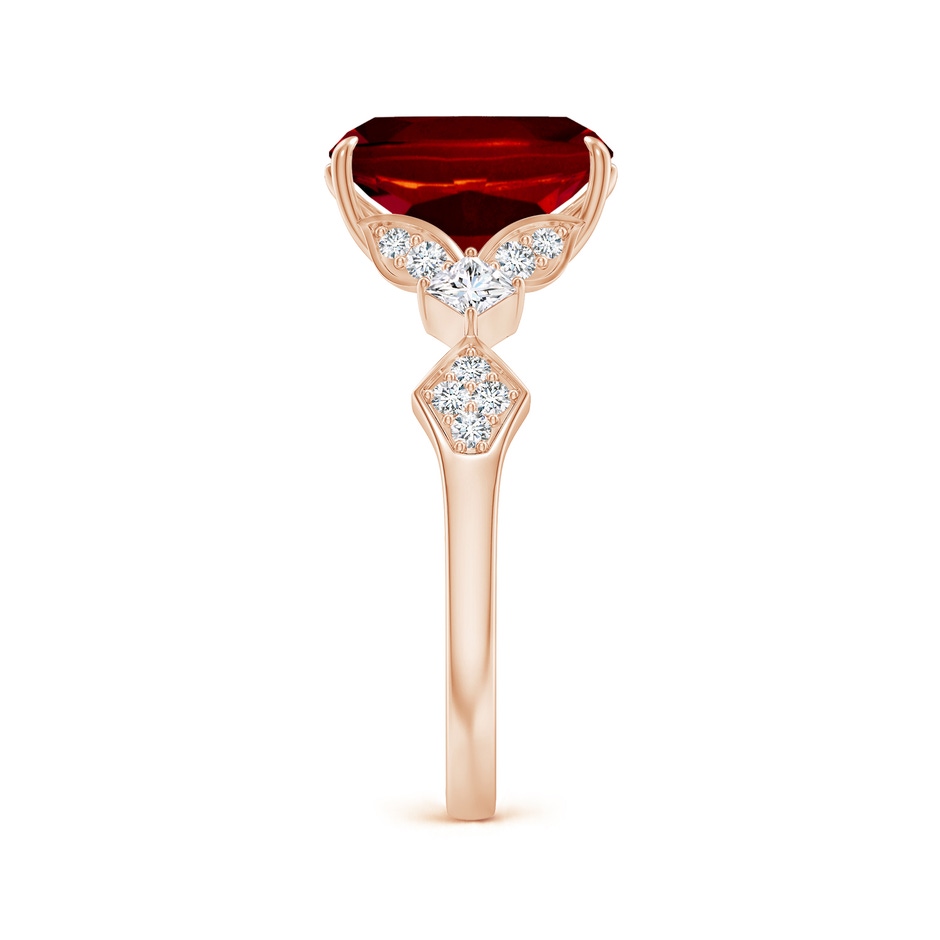 10x8mm AAAA Vintage Style Cushion Rectangular Ruby Engagement Ring with Leaf Motifs in Rose Gold side 299