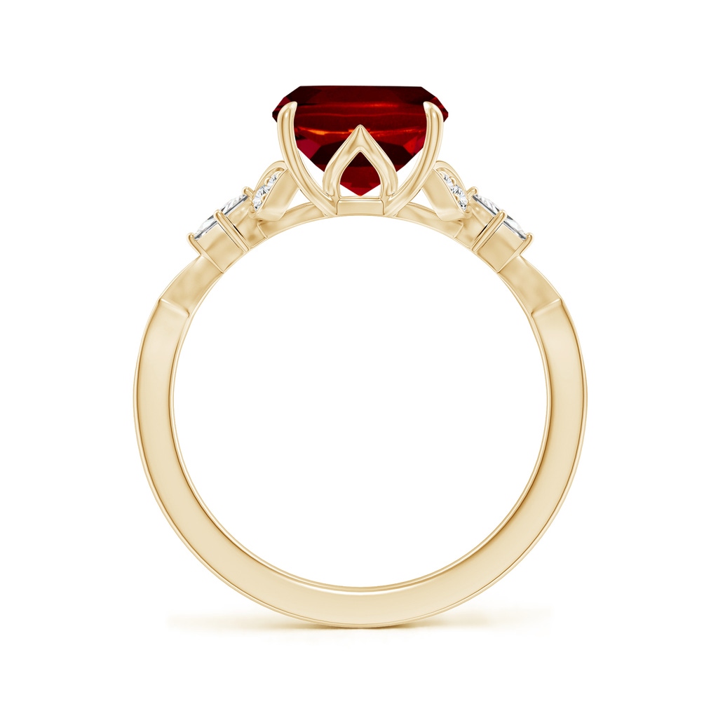 10x8mm AAAA Vintage Style Cushion Rectangular Ruby Engagement Ring with Leaf Motifs in Yellow Gold - side 199