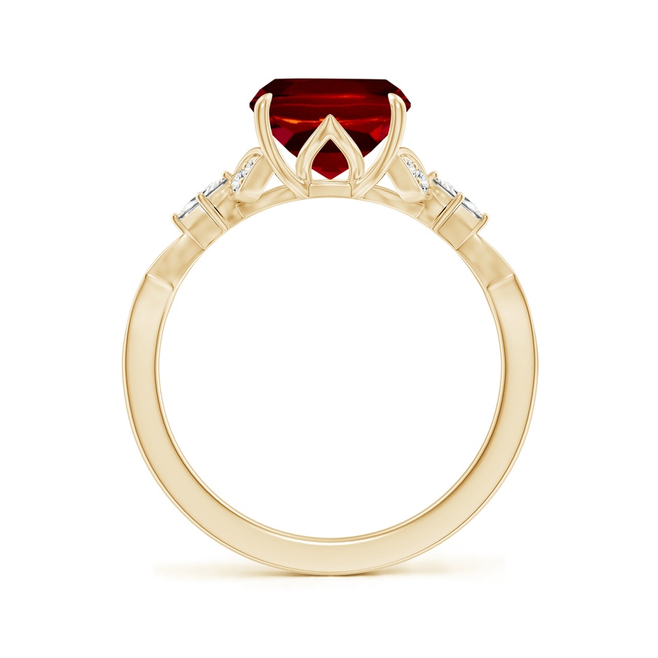 10x8mm AAAA Vintage Style Cushion Rectangular Ruby Engagement Ring with Leaf Motifs in Yellow Gold side 199