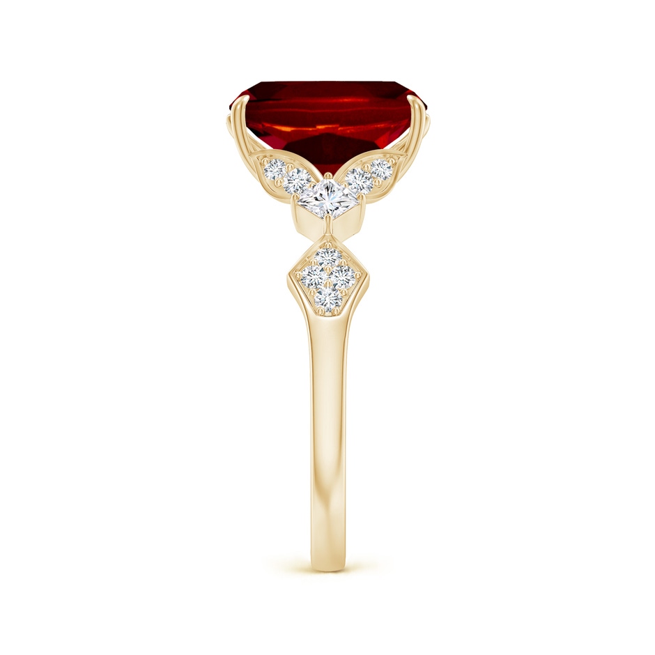 10x8mm AAAA Vintage Style Cushion Rectangular Ruby Engagement Ring with Leaf Motifs in Yellow Gold side 299