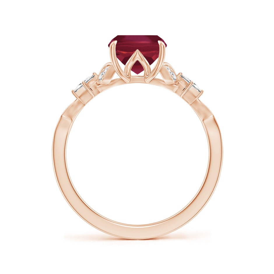 9x7mm A Vintage Style Cushion Rectangular Ruby Engagement Ring with Leaf Motifs in 18K Rose Gold side 199