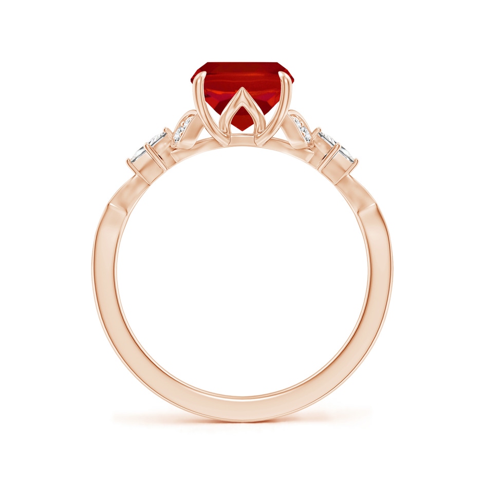 9x7mm AAA Vintage Style Cushion Rectangular Ruby Engagement Ring with Leaf Motifs in 18K Rose Gold side 199