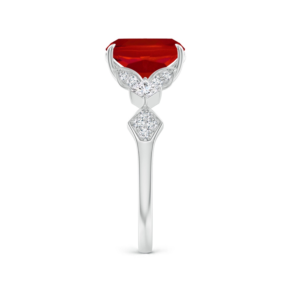 9x7mm AAA Vintage Style Cushion Rectangular Ruby Engagement Ring with Leaf Motifs in P950 Platinum side 299