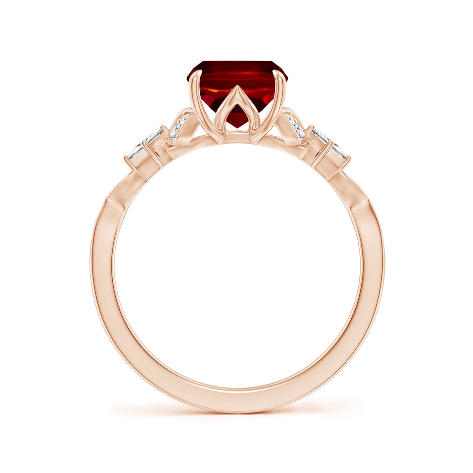9x7mm AAAA Vintage Style Cushion Rectangular Ruby Engagement Ring with Leaf Motifs in 18K Rose Gold side 199