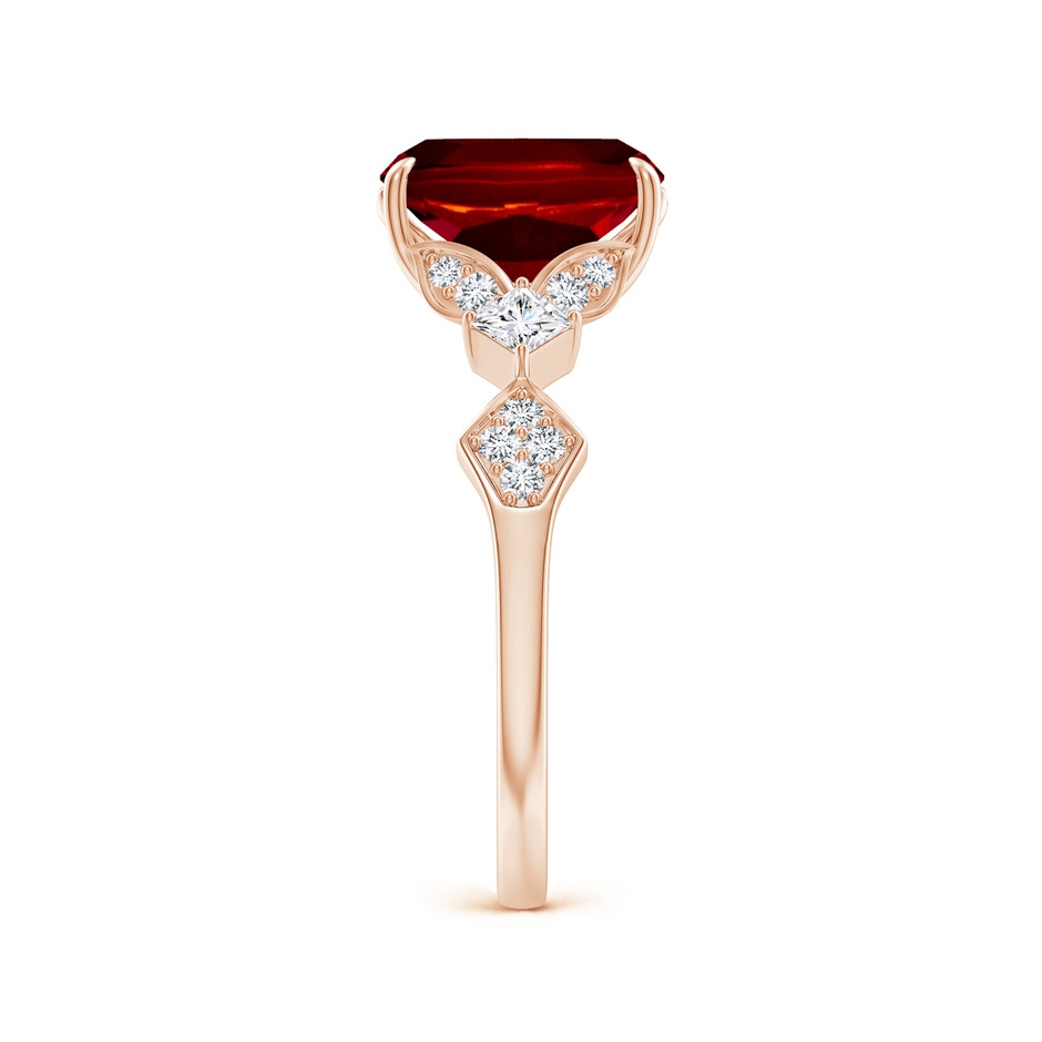 9x7mm AAAA Vintage Style Cushion Rectangular Ruby Engagement Ring with Leaf Motifs in 18K Rose Gold side 299