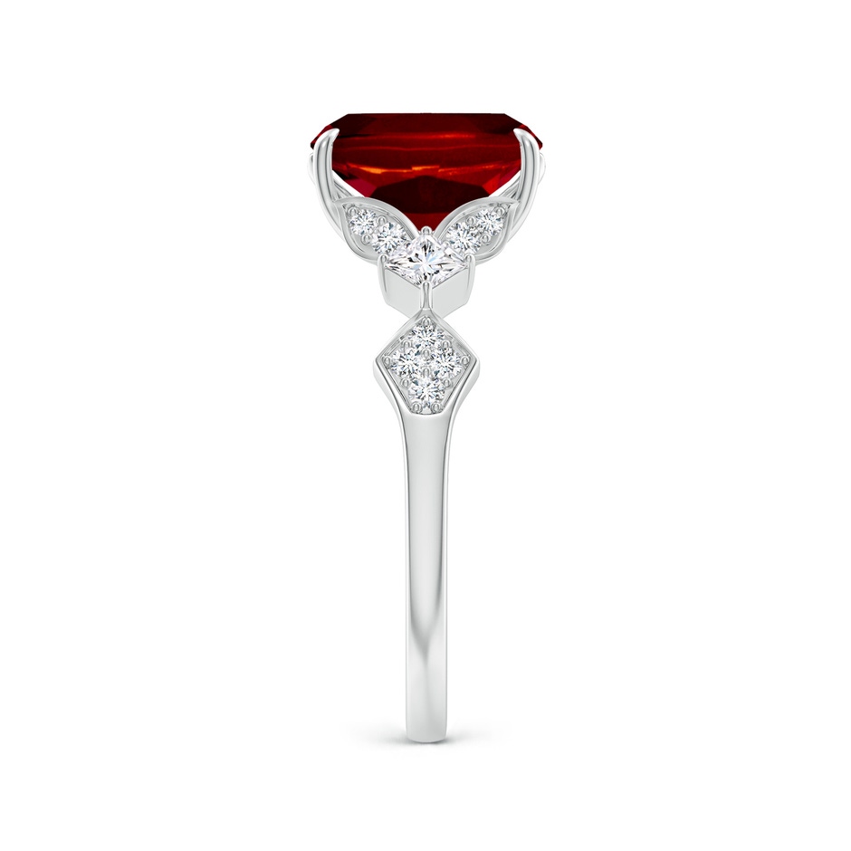 9x7mm AAAA Vintage Style Cushion Rectangular Ruby Engagement Ring with Leaf Motifs in P950 Platinum side 299