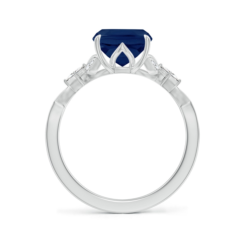 10x8mm A Vintage Style Cushion Rectangular Blue Sapphire Engagement Ring with Leaf Motifs in White Gold side 199