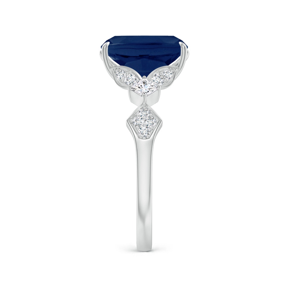 10x8mm A Vintage Style Cushion Rectangular Blue Sapphire Engagement Ring with Leaf Motifs in White Gold side 299