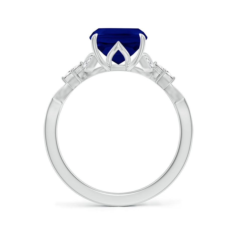 10x8mm AAA Vintage Style Cushion Rectangular Blue Sapphire Engagement Ring with Leaf Motifs in White Gold side 199