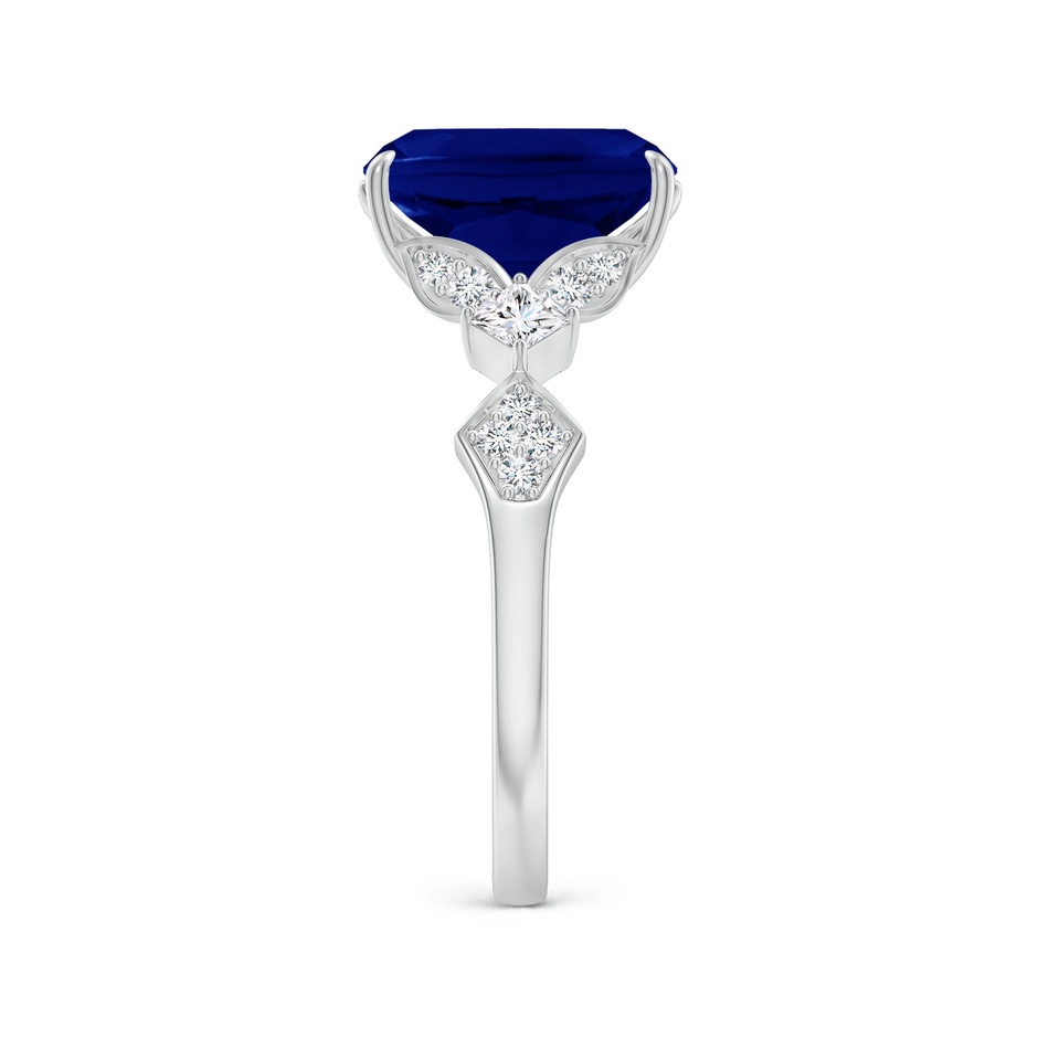 10x8mm AAA Vintage Style Cushion Rectangular Blue Sapphire Engagement Ring with Leaf Motifs in White Gold side 299
