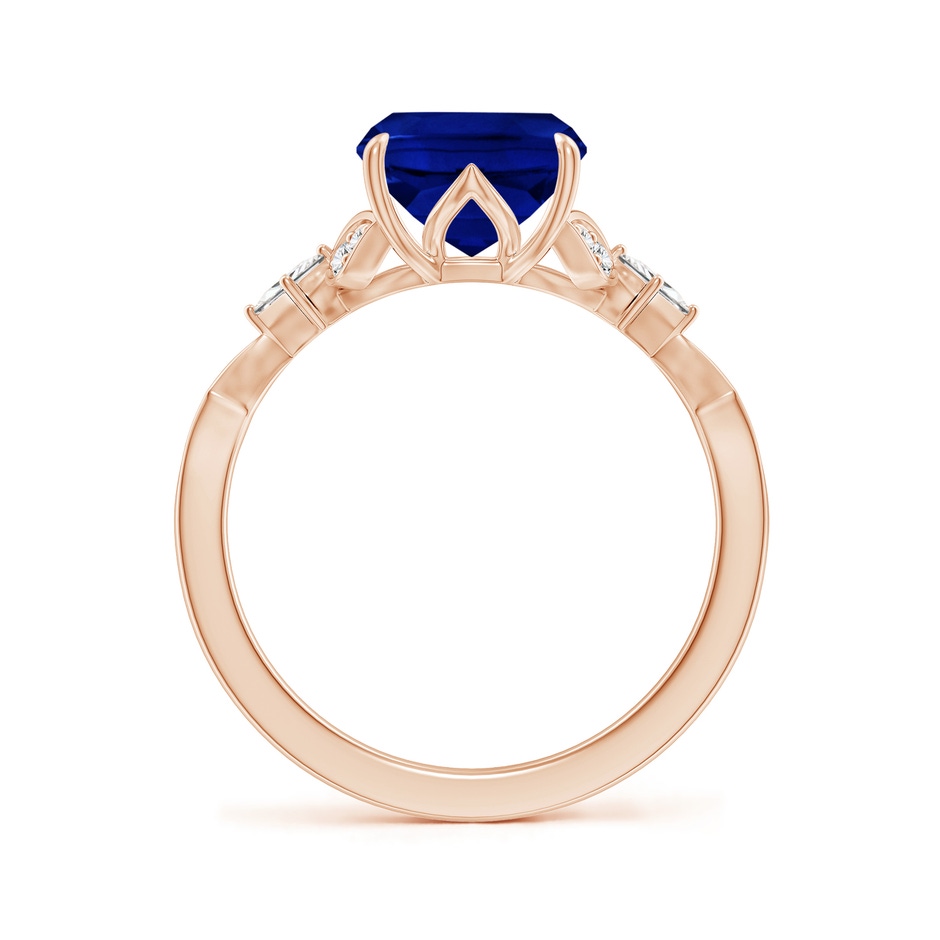 10x8mm AAAA Vintage Style Cushion Rectangular Blue Sapphire Engagement Ring with Leaf Motifs in 18K Rose Gold side 199
